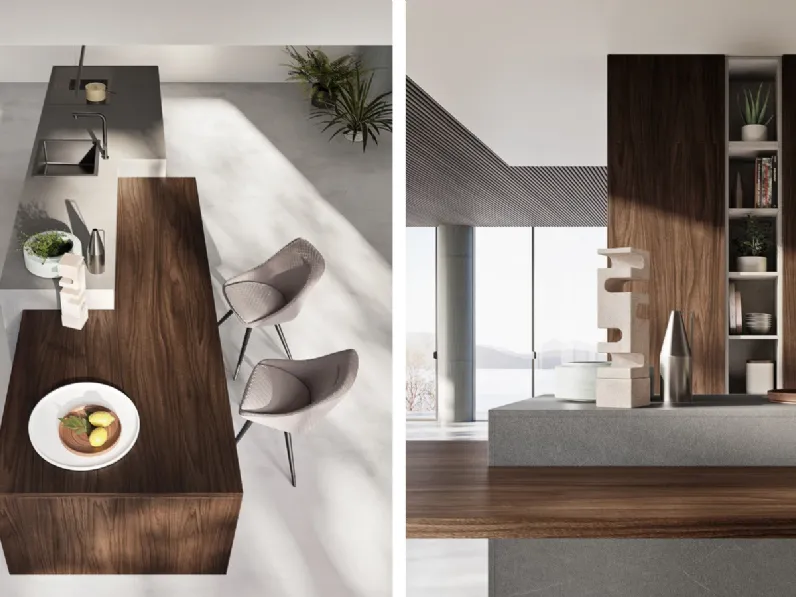 Cucina Q01 design altri colori Ar-due con isola scontata 30%