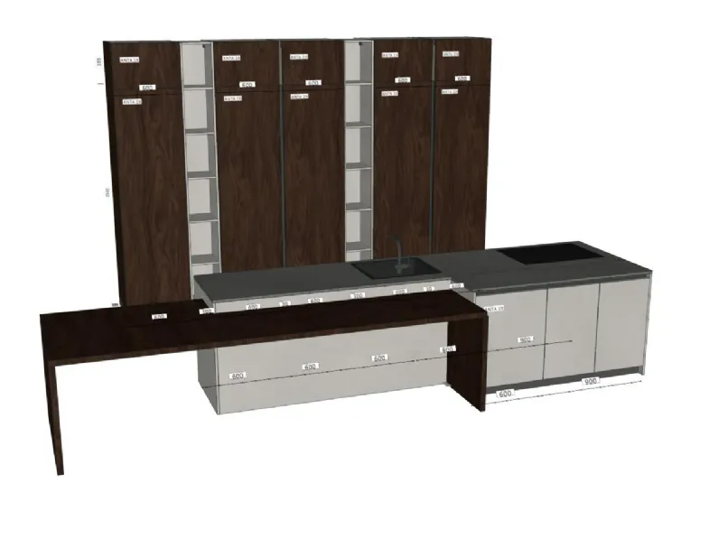 Cucina Q01 design altri colori Ar-due con isola scontata 30%