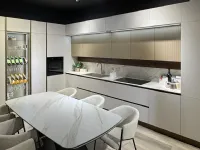 Cucina Mobilturi moderna ad angolo grigia in melaminico Pop