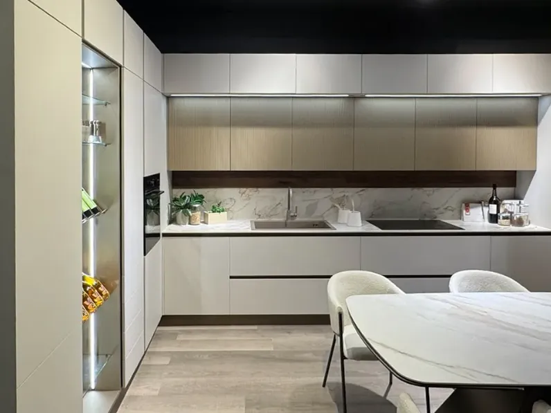 Cucina Mobilturi moderna ad angolo grigia in melaminico Pop