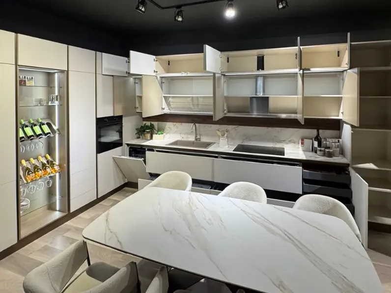 Cucina Mobilturi moderna ad angolo grigia in melaminico Pop