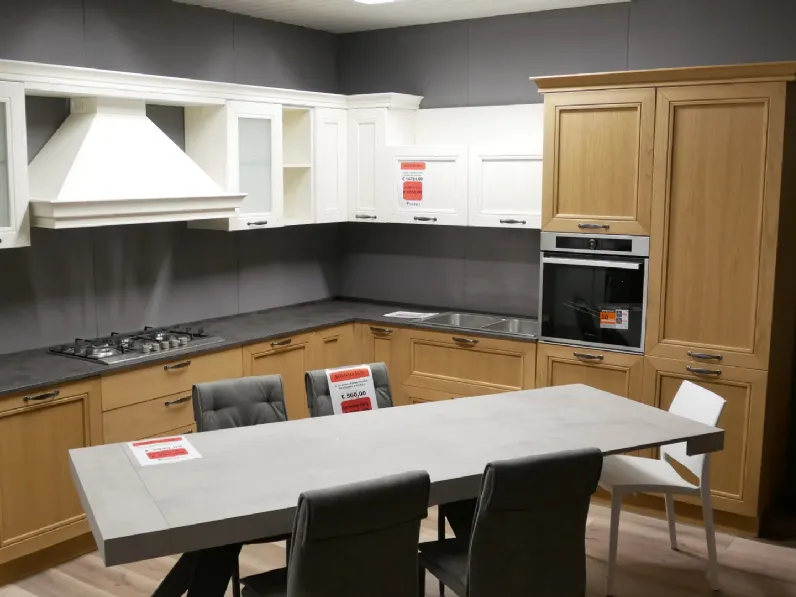 Cucina ad angolo in legno rovere chiaro Time a prezzo ribassato