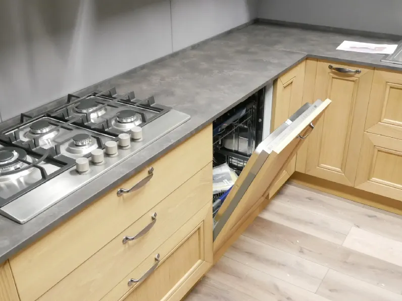 Cucina ad angolo in legno rovere chiaro Time a prezzo ribassato
