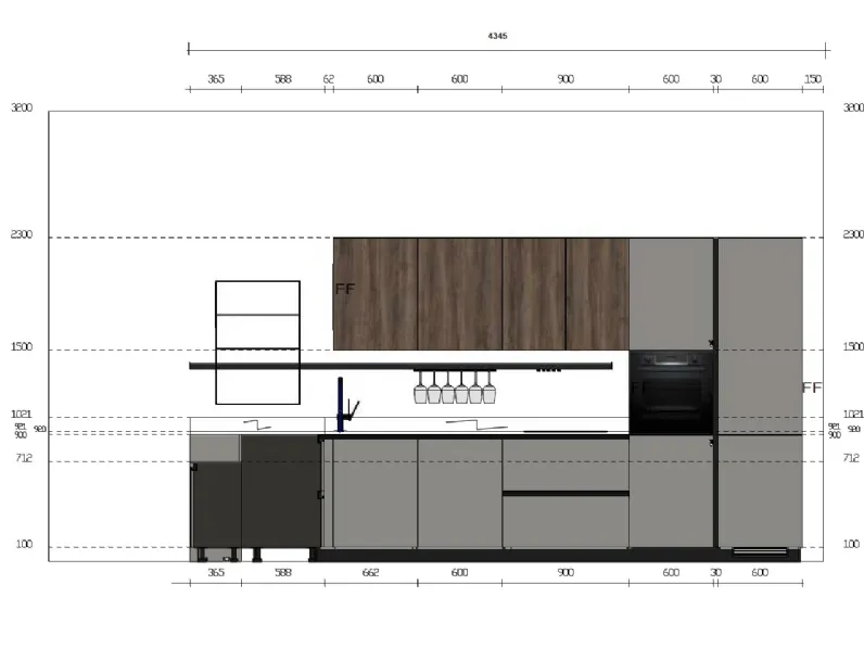 Cucina grigia moderna con penisola Mira Scavolini scontata