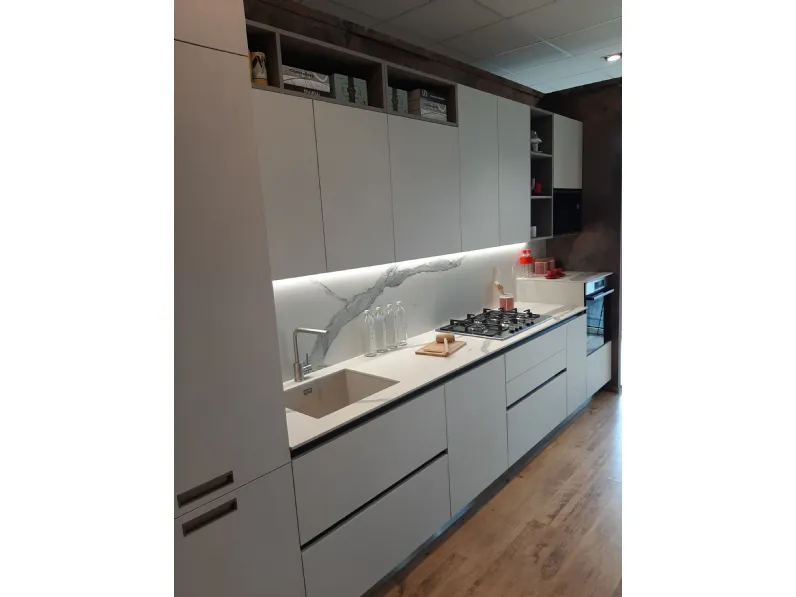 Cucina grigia moderna lineare Domino Prima cucine a soli 8780 Euro