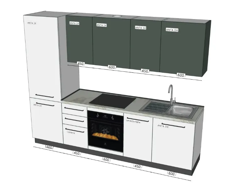 Cucina Ar-due moderna lineare bianca in laminato materico Easy