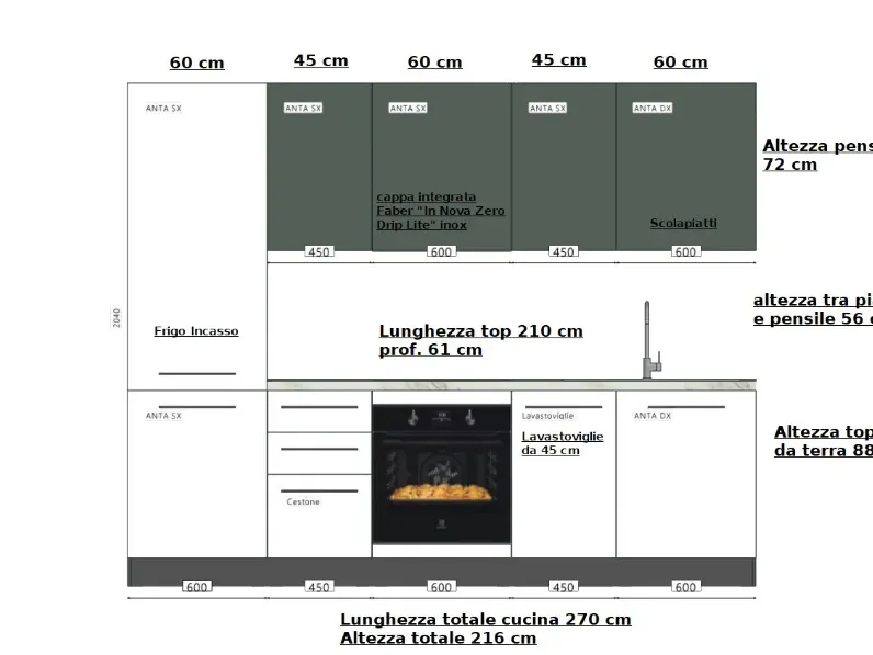 Cucina Ar-due moderna lineare bianca in laminato materico Easy