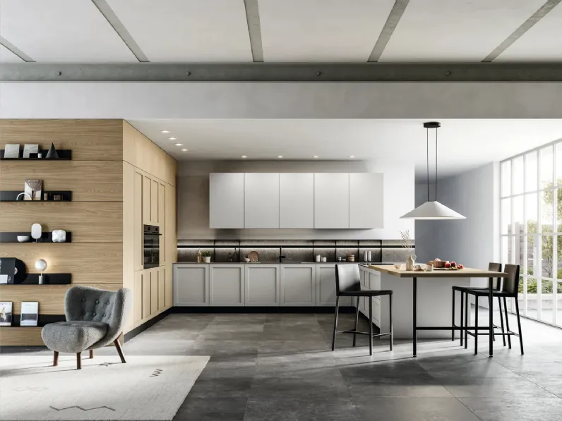 Cucina Arredo3 moderna ad angolo bianca in laminato materico Alma 01