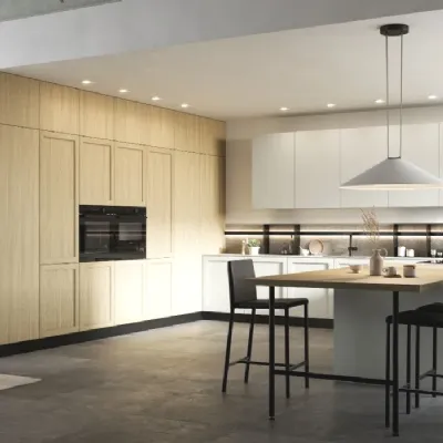Cucina Arredo3 moderna ad angolo bianca in laminato materico Alma 01