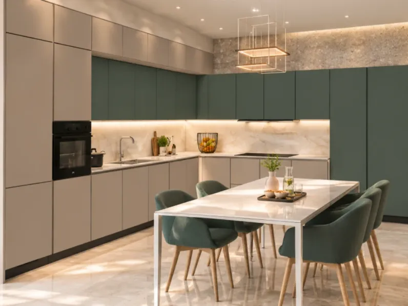 Cucina ad angolo in laccata opaco a prezzo ribassato 40%