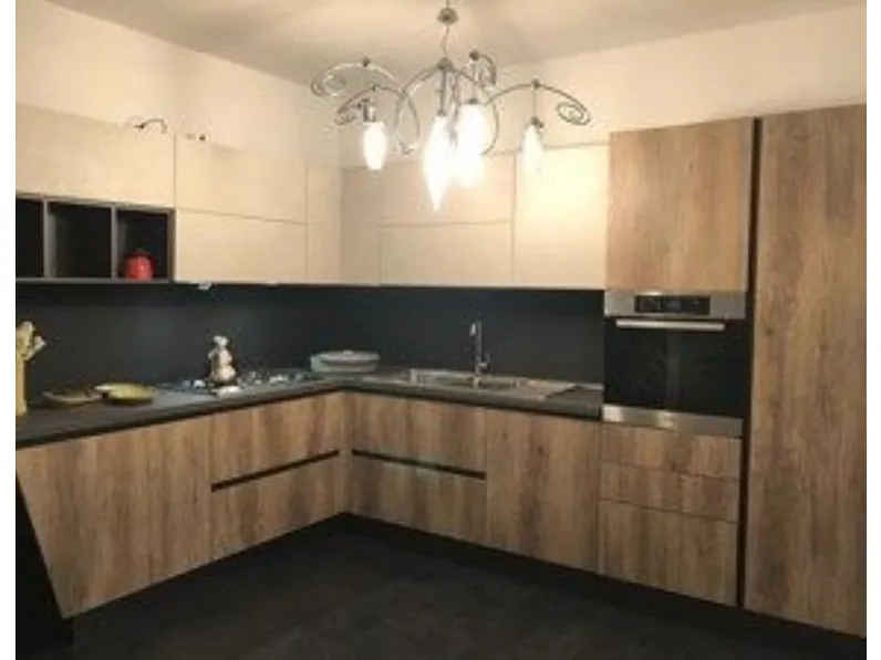 Cucina ad angolo in laminato materico altri colori Mia a prezzo scontato