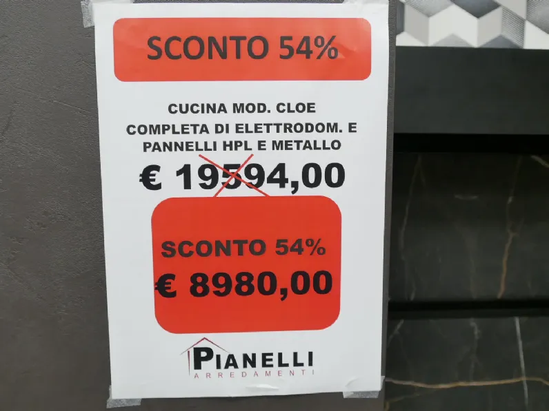 Cucina a PREZZI OUTLET in laminato materico Mobilegno -69%