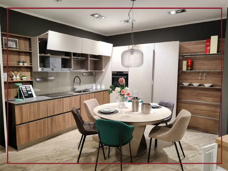 Cucina ad angolo in legno noce Kalì time a prezzo scontato