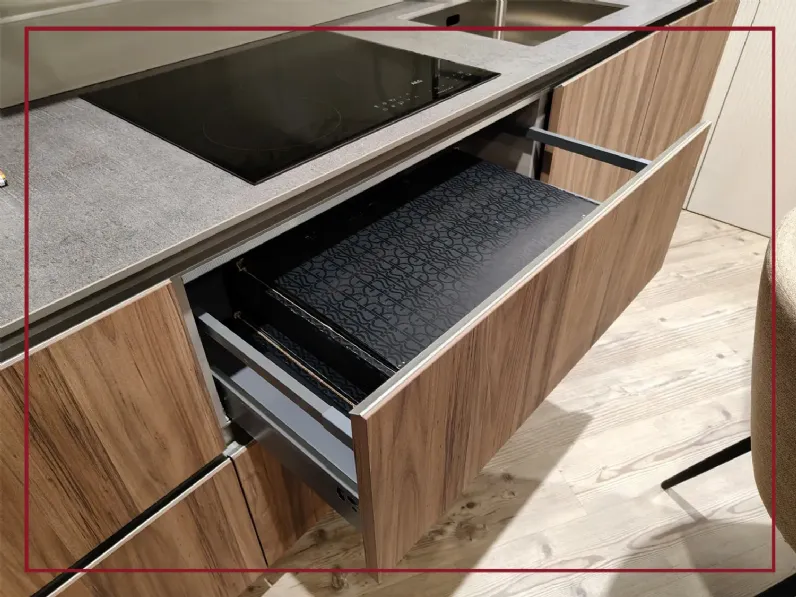 Cucina ad angolo in legno noce Kalì time a prezzo scontato