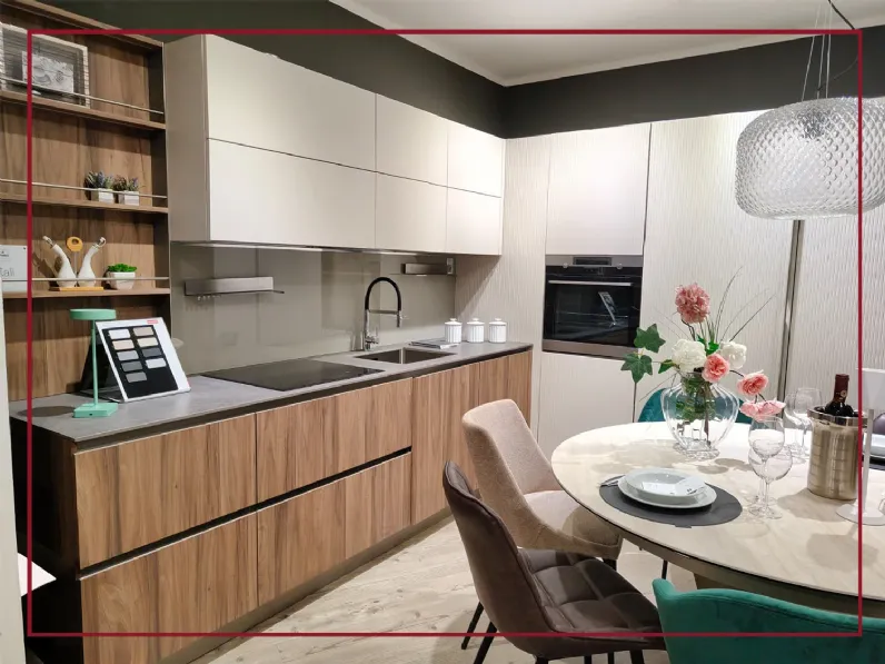 Cucina ad angolo in legno noce Kalì time a prezzo scontato