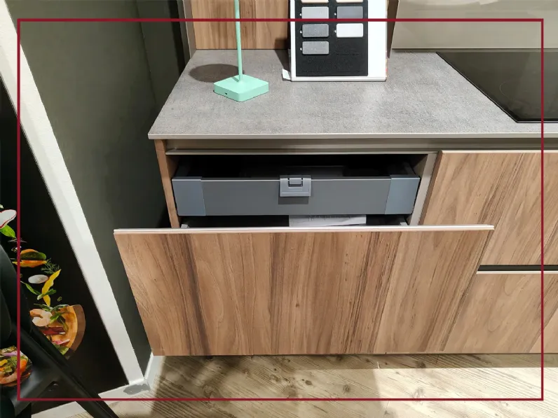 Cucina ad angolo in legno noce Kalì time a prezzo scontato