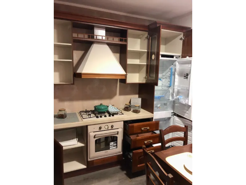 Cucina ad angolo in legno noce Atena  a prezzo ribassato