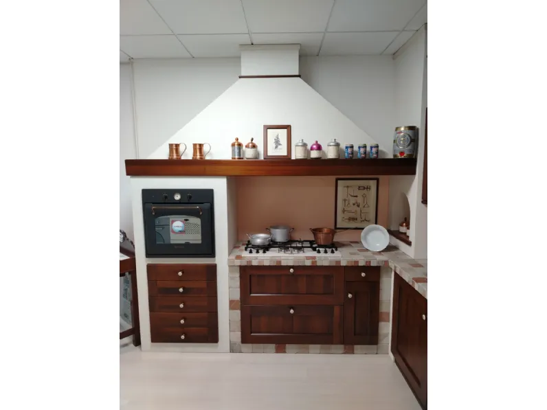 Cucina noce in muratura ad angolo Francesca Arrex in Offerta Outlet