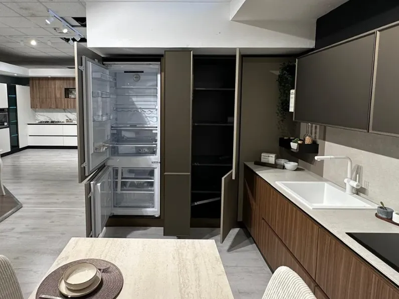 Cucina Mobilturi moderna ad angolo tortora in polimerico Nevada diamante