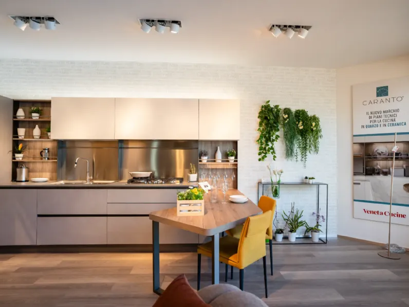 Cucina Veneta Cucine moderna ad angolo grigia in laminato materico Start time j