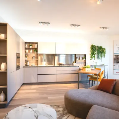 Cucina Veneta Cucine moderna ad angolo grigia in laminato materico Start time j