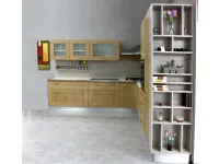 Cucina Artigianale moderna ad angolo rovere chiaro in legno U813 crono 11