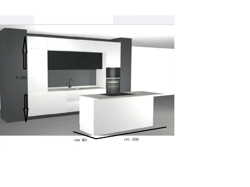 Cucina bianca moderna con isola Cucina moderna con isola e colonne laccata bianca maniglia j  Ar-due in Offerta Outlet