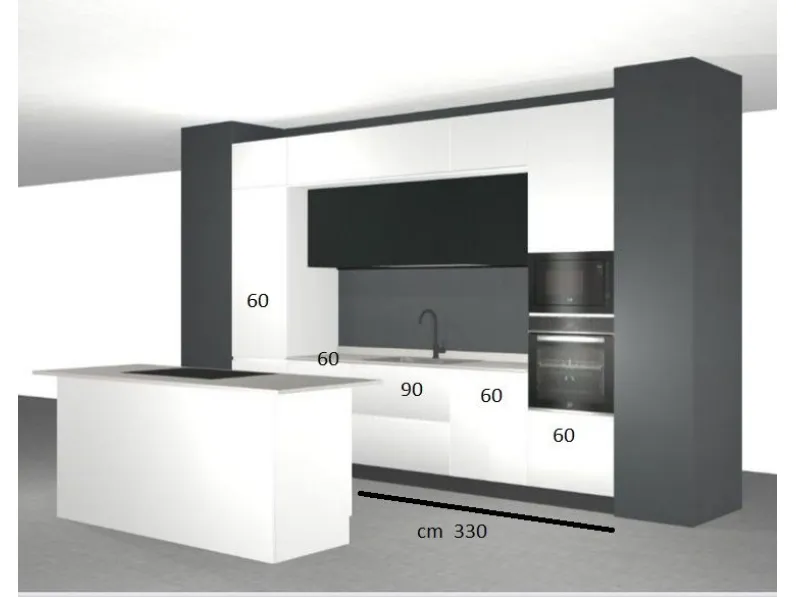 Cucina bianca moderna con isola Cucina moderna con isola e colonne laccata bianca maniglia j  Ar-due in Offerta Outlet