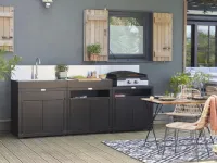Cucina lineare in acciaio modello Tre moduli con piastra elettrica ad un prezzo riservato 