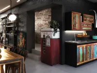 Cucina Outlet etnico industriale lineare altri colori in legno Cucina vintage color ante legno recycle design
