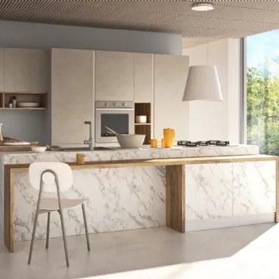 Cucina Nuovi mondi collection moderna con isola altri colori in melaminico Cucina con isola e colonne ed isola  