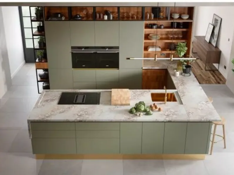 Cucina Artigianale moderna con penisola altri colori in legno Grace