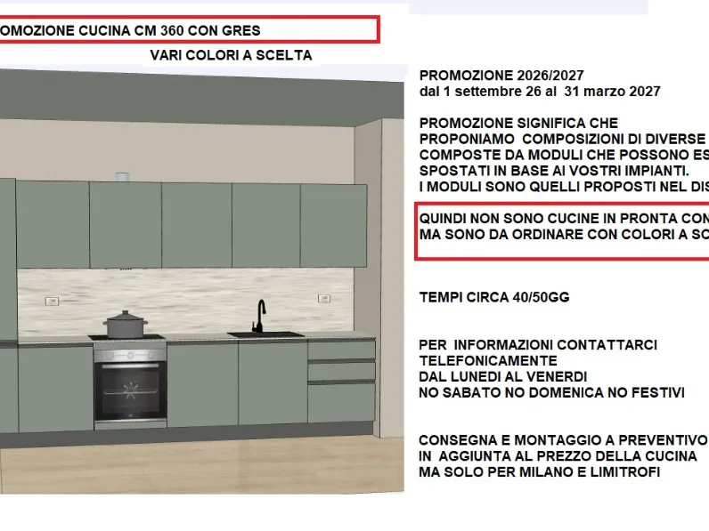 Cucina altri colori moderna lineare Gicinque Promo infinity 360 gres a soli 6390 Euro