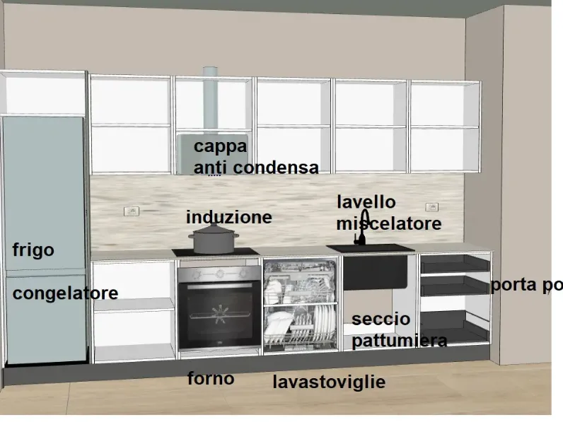 Cucina altri colori moderna lineare Gicinque Promo infinity 360 gres a soli 6390 Euro