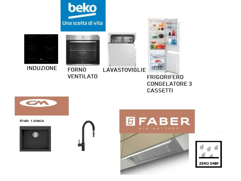Cucina altri colori moderna lineare Gicinque Promo infinity 360 gres a soli 6390 Euro