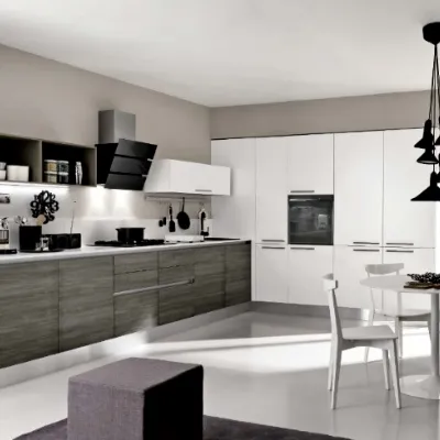 Cucina bianca design ad isola Glass e noir desire Artigianale