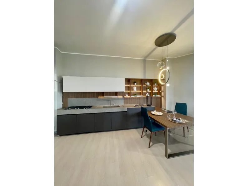 Cucina con penisola in legno antracite Sign a prezzo ribassato