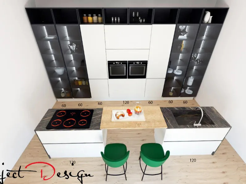 Cucina antracite industriale con isola Kali  Arredo3 a soli 11500