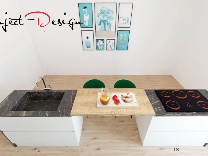 Cucina antracite industriale con isola Kali  Arredo3 a soli 11500€
