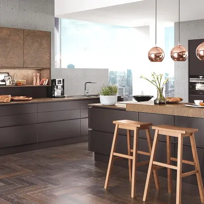 Cucina antracite moderna con isola Artigianale Queen bronze stile unico a soli 17500