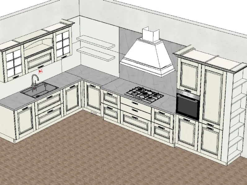 Cucina Arredo3 classica ad angolo bianca in legno Asolo 3