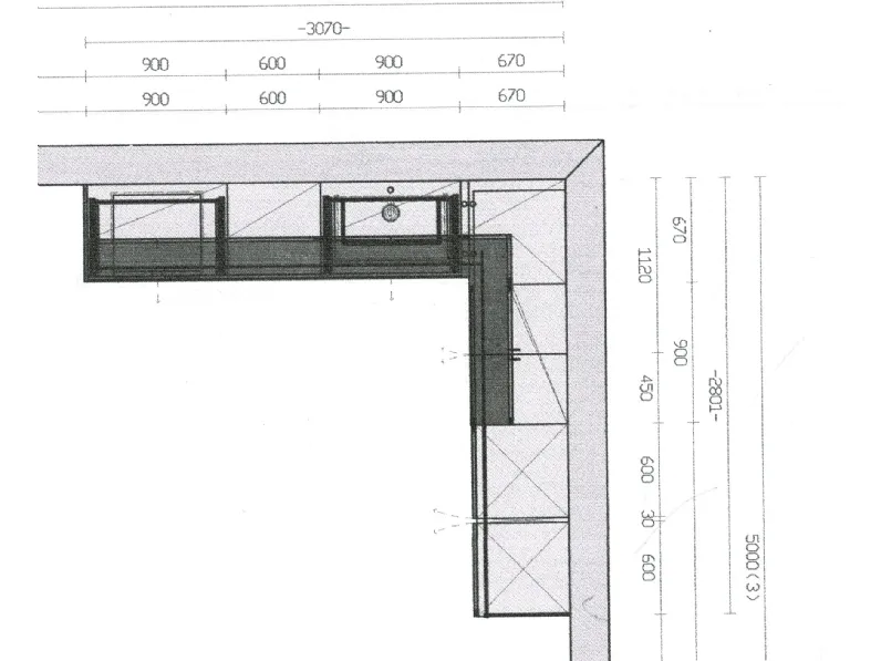 Cucina ad angolo in legno a prezzo ribassato 50%