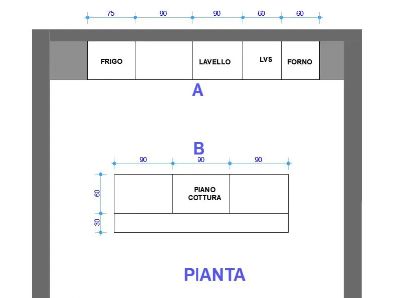 Cucina a PREZZI OUTLET in laminato opaco Arredo3 -58%