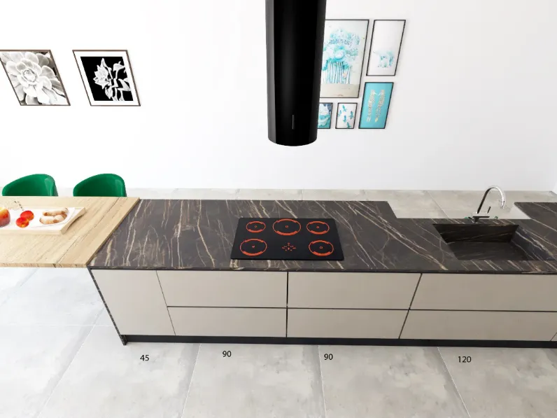 Cucina con isola in laccata opaco altri colori Kali  a prezzo ribassato
