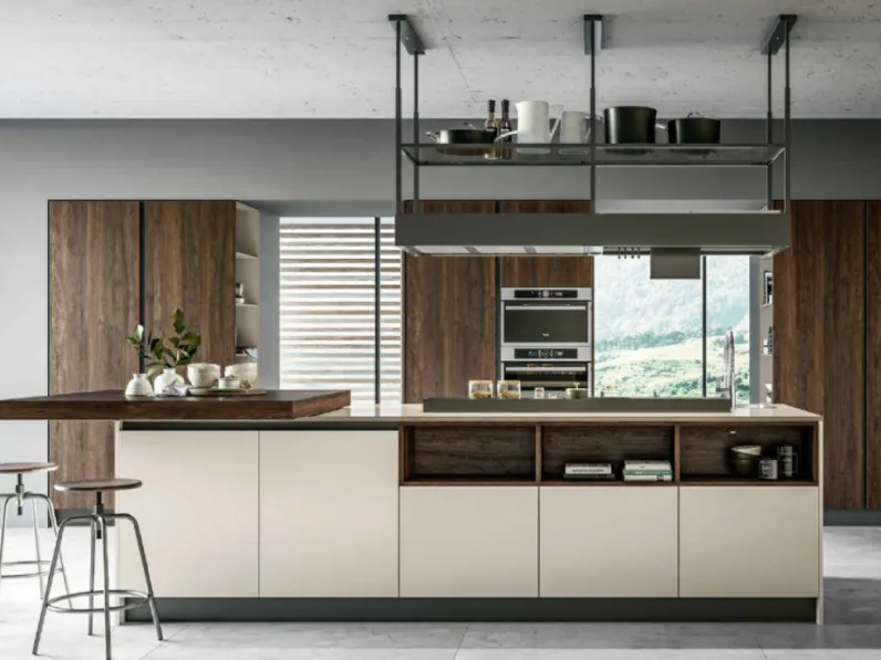 Cucina rovere moro moderna ad isola Arredo3 Round 3 a soli 16500