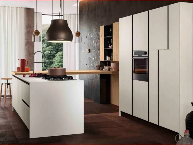 Cucina con isola moderna rovere chiaro Arredo3 Asia a soli 9780 Euro