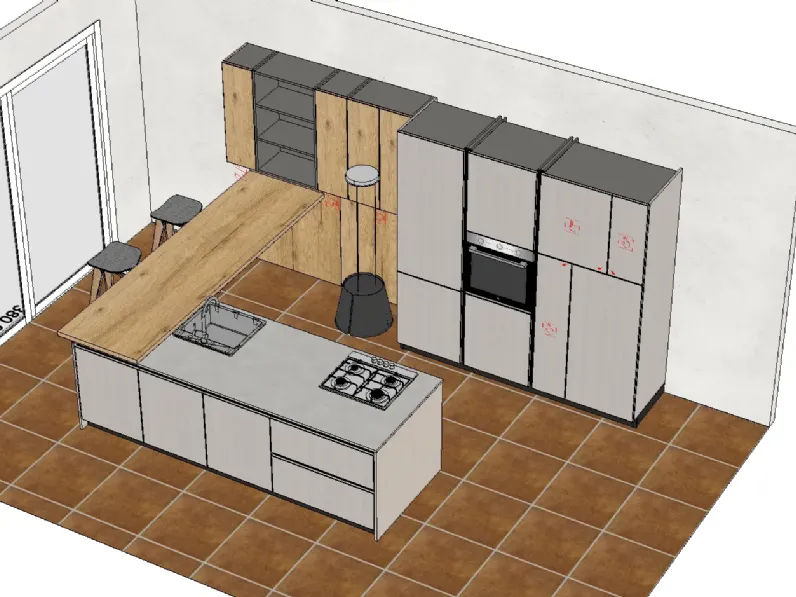 Cucina con isola moderna rovere chiaro Arredo3 Asia a soli 9780 Euro
