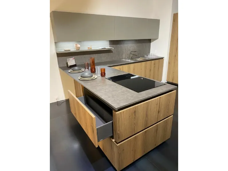 Cucina Arredo3 moderna con penisola altri colori in laminato materico Kali