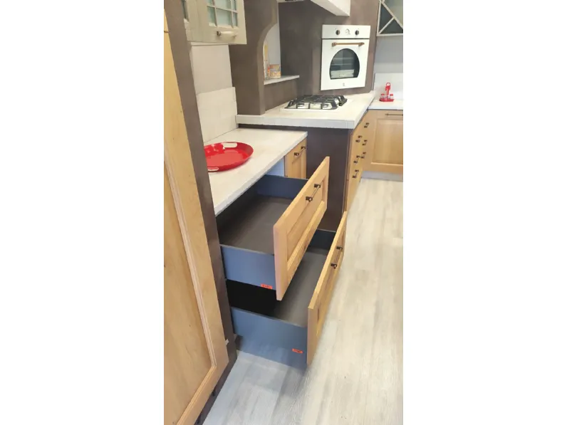 Cucina rovere chiaro country con isola Arrex Carola a soli 11000 Euro