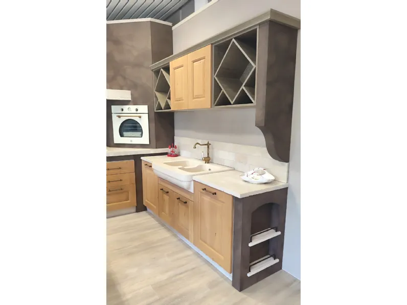 Cucina rovere chiaro country con isola Arrex Carola a soli 11000 Euro